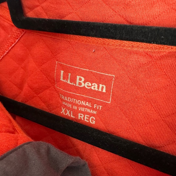 LL Bean Men’s Quilted Orange Pullover Snap 1/4 pockets Sz XXL - Picture 4 of 6
